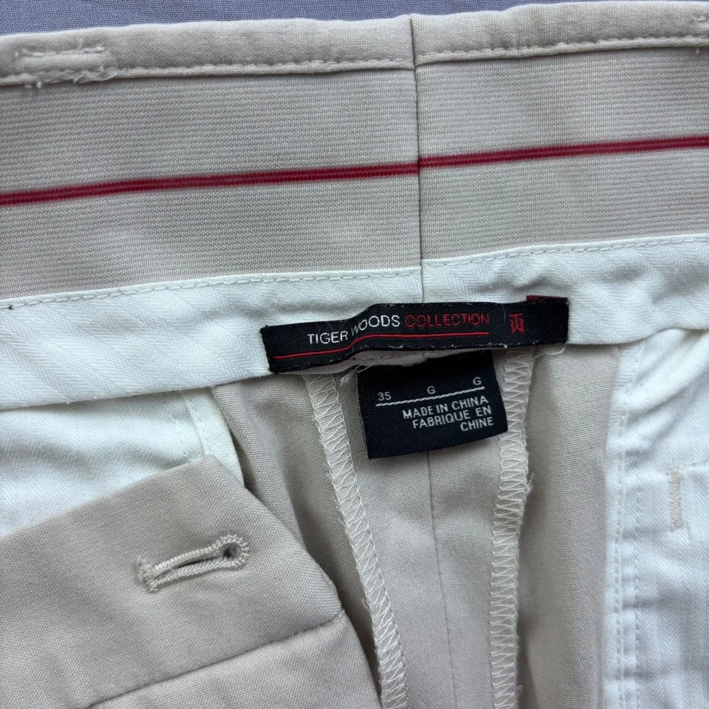 Tiger Woods Collection Nike Mens Golf Shorts Tan Khaki Stretch Size 35 FlatFront